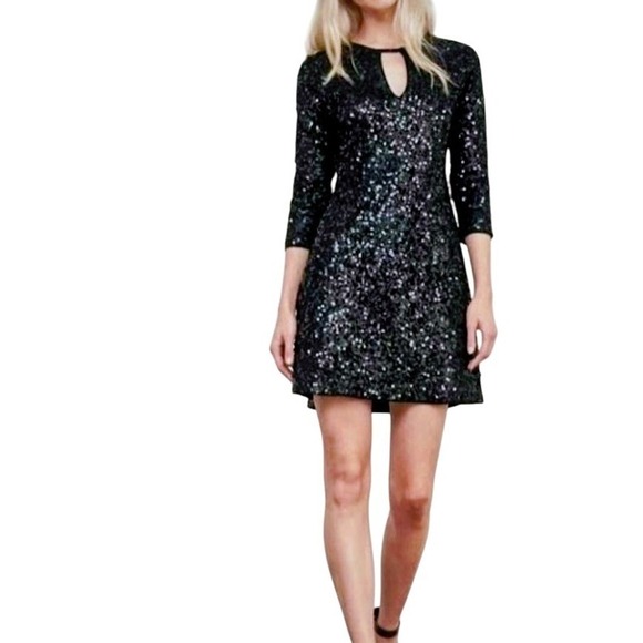 Abercrombie & Fitch Black Sequin Mini Dress Cocktail, Sheath, Glam - Picture 1 of 15